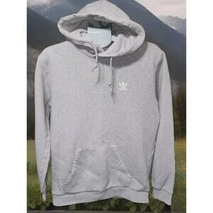 Adidas PRIMEGREEN Hooded Sweatshirt Gray Trefoil Embroidered Front Logo Sz Med